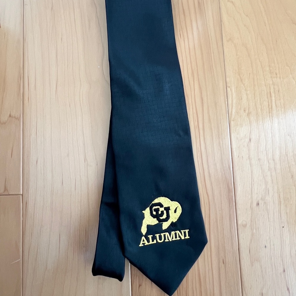 Black Colorado University Alumni Tie with Gold Buffalo Logo